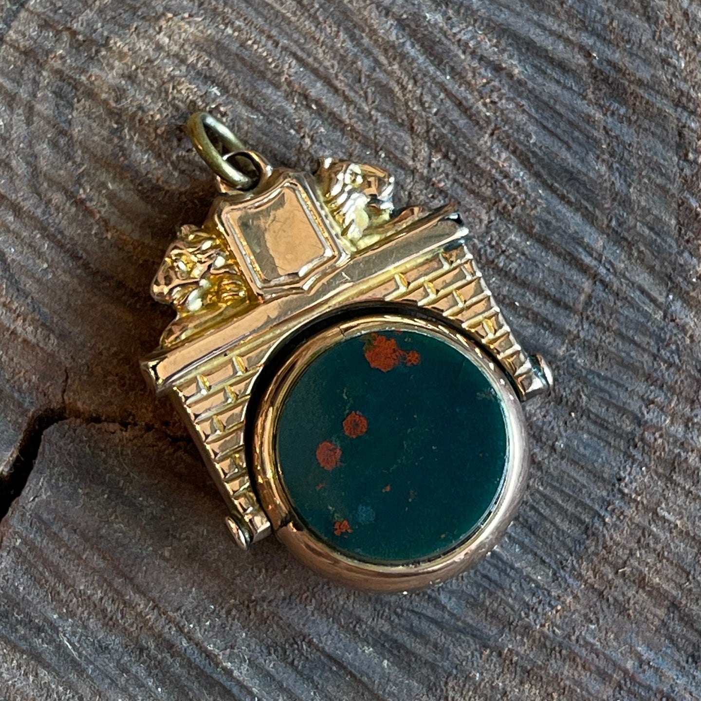 Edwardian Spinner Fob Pendant Bloodstone and Carnelian