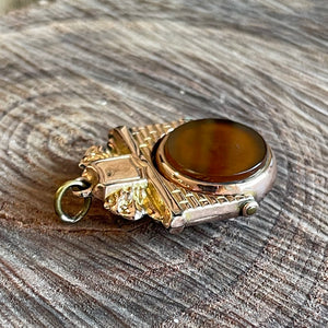 Edwardian Spinner Fob Pendant Bloodstone and Carnelian