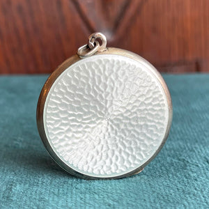 Antique Swiss Enamel Daisy Silver Locket Pendant, c.1910