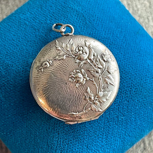 Antique Silver Round Repousse Locket c.1900