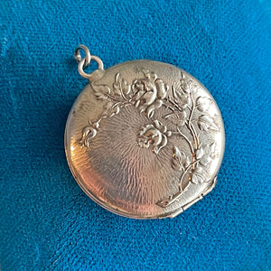 Antique Silver Round Repousse Locket c.1900