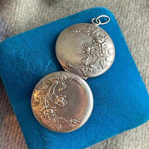 Antique Silver Round Repousse Locket c.1900