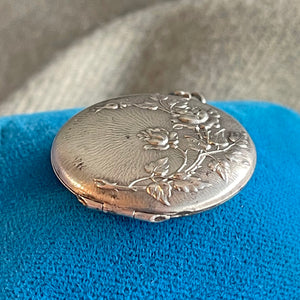 Antique Silver Round Repousse Locket c.1900