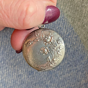 Antique Silver Round Repousse Locket c.1900