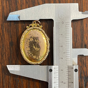 Victorian 9ct Gold Swallow Engraved Locket c.1880