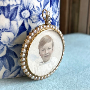 Victorian Gold and Pearl Frame Locket A Glimpse into Another Time