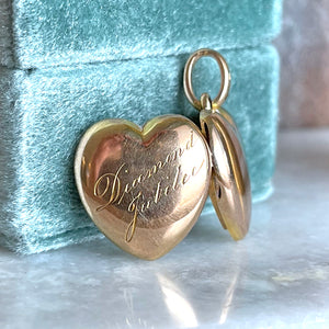 Victorian 15k Gold Heart Locket – Queen Victoria’s Diamond Jubilee, 1897