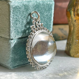 Victorian Rock Crystal Locket Pendant with Paste Surround