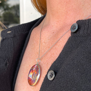 Exquisite Silver & Enamel Art Locket with Autumn Landscape, Circa 1900