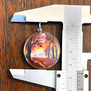 Exquisite Silver & Enamel Art Locket with Autumn Landscape, Circa 1900