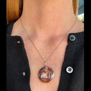 Exquisite Silver & Enamel Art Locket with Autumn Landscape, Circa 1900