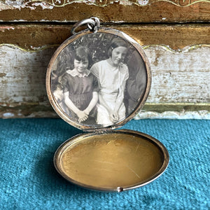 Exquisite Silver & Enamel Art Locket with Autumn Landscape, Circa 1900