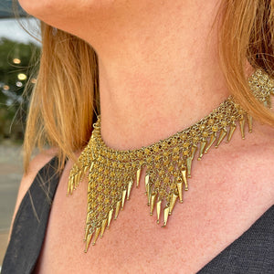 Vintage Silver Gilt Fringe Necklace