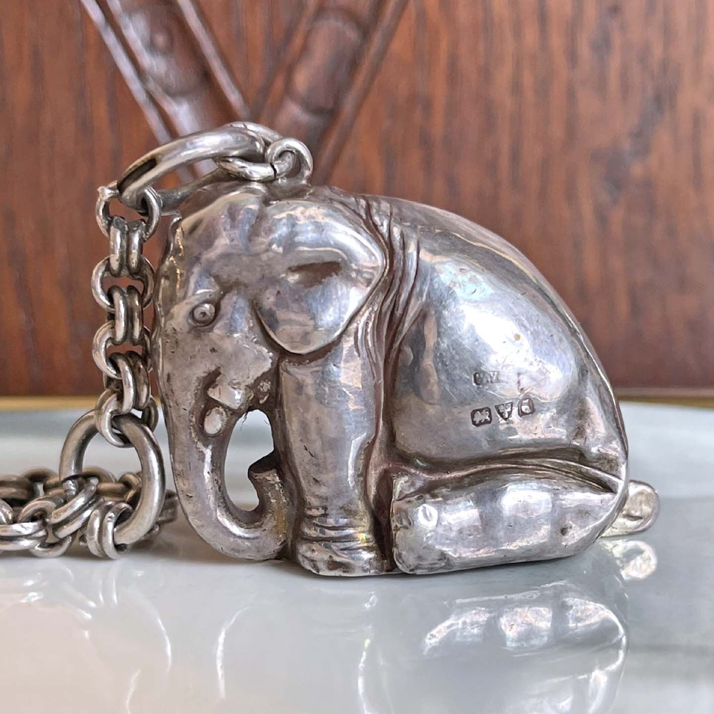 Sterling Silver Victorian Elephant Pendant 1857