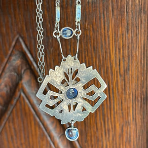 Arts and Crafts Silver Enamel Necklace with Sapphires, Circa 1910