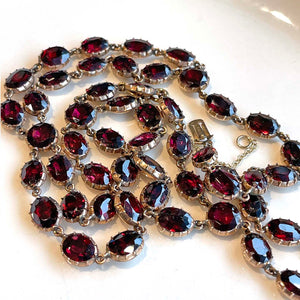 Rare Georgian Garnet Swag Necklace 15k Gold