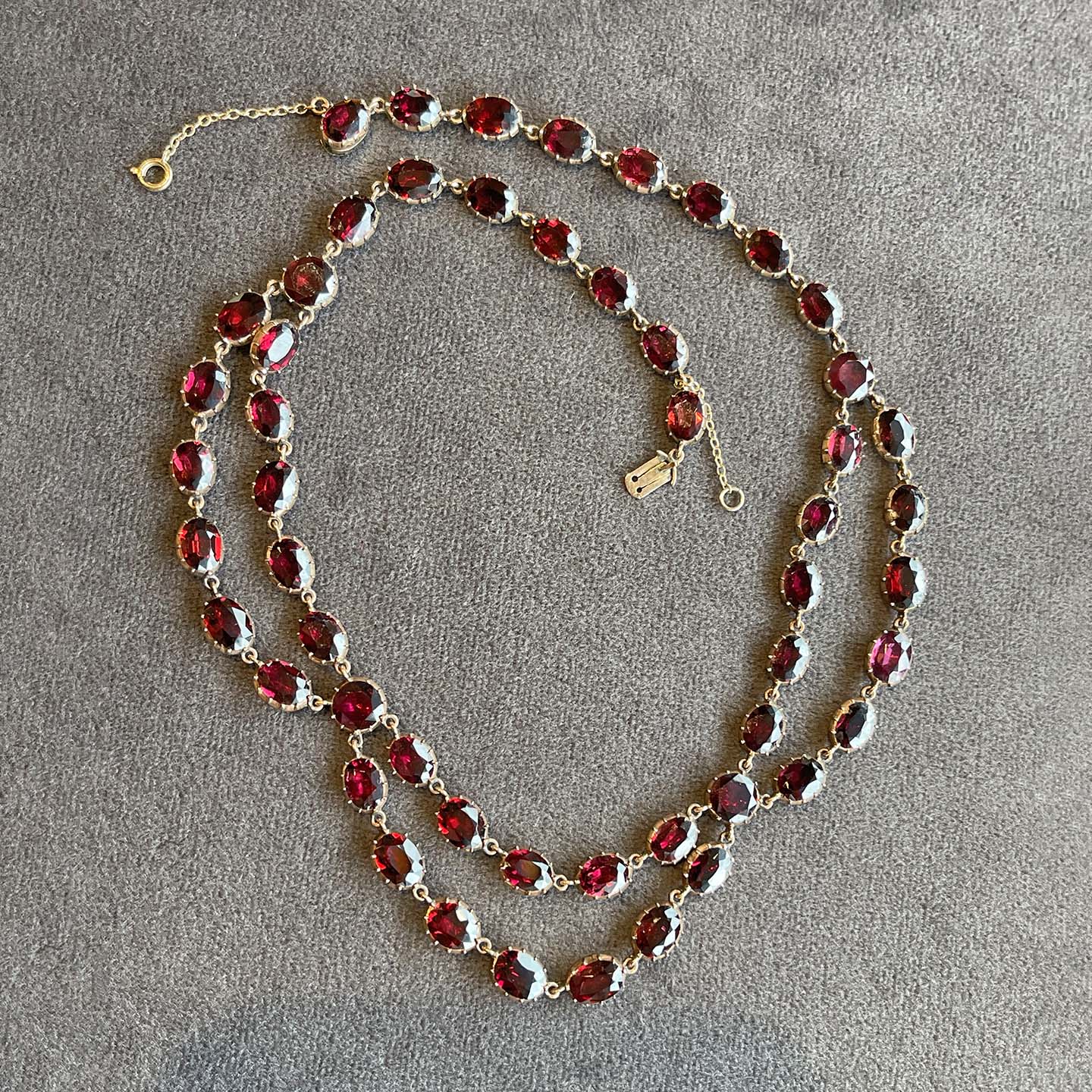 Rare Georgian Garnet Swag Necklace 15k Gold