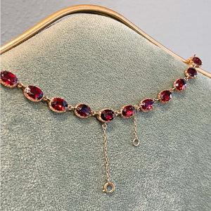 Rare Georgian Garnet Swag Necklace 15k Gold