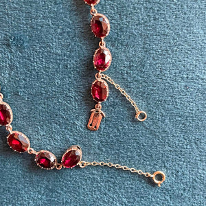 Rare Georgian Garnet Swag Necklace 15k Gold