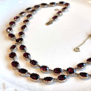 Rare Georgian Garnet Swag Necklace 15k Gold