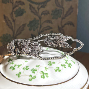 Art Deco Silver Marcasite Dress Clip