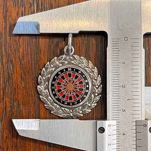 Vintage Silver Dartboard Watch Fob Pendant, England, Circa 1920