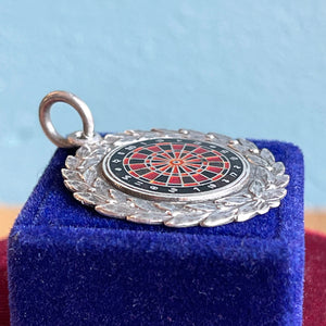 Vintage Silver Dartboard Watch Fob Pendant, England, Circa 1920