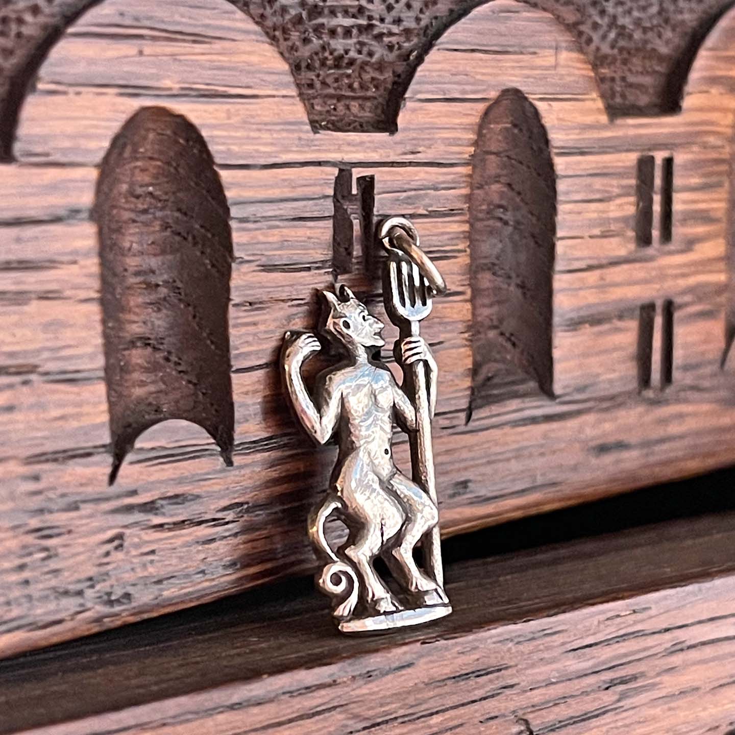 Vintage Silver Devil Charm Pendant