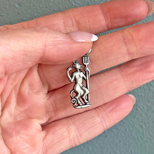 Vintage Silver Devil Charm Pendant