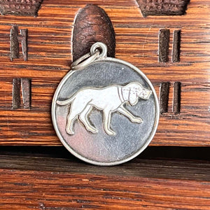 Victorian Dog Fob Pendant Silver White Enamel