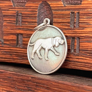 Victorian Dog Fob Pendant Silver White Enamel