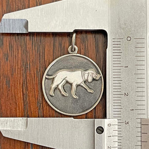 Victorian Dog Fob Pendant Silver White Enamel