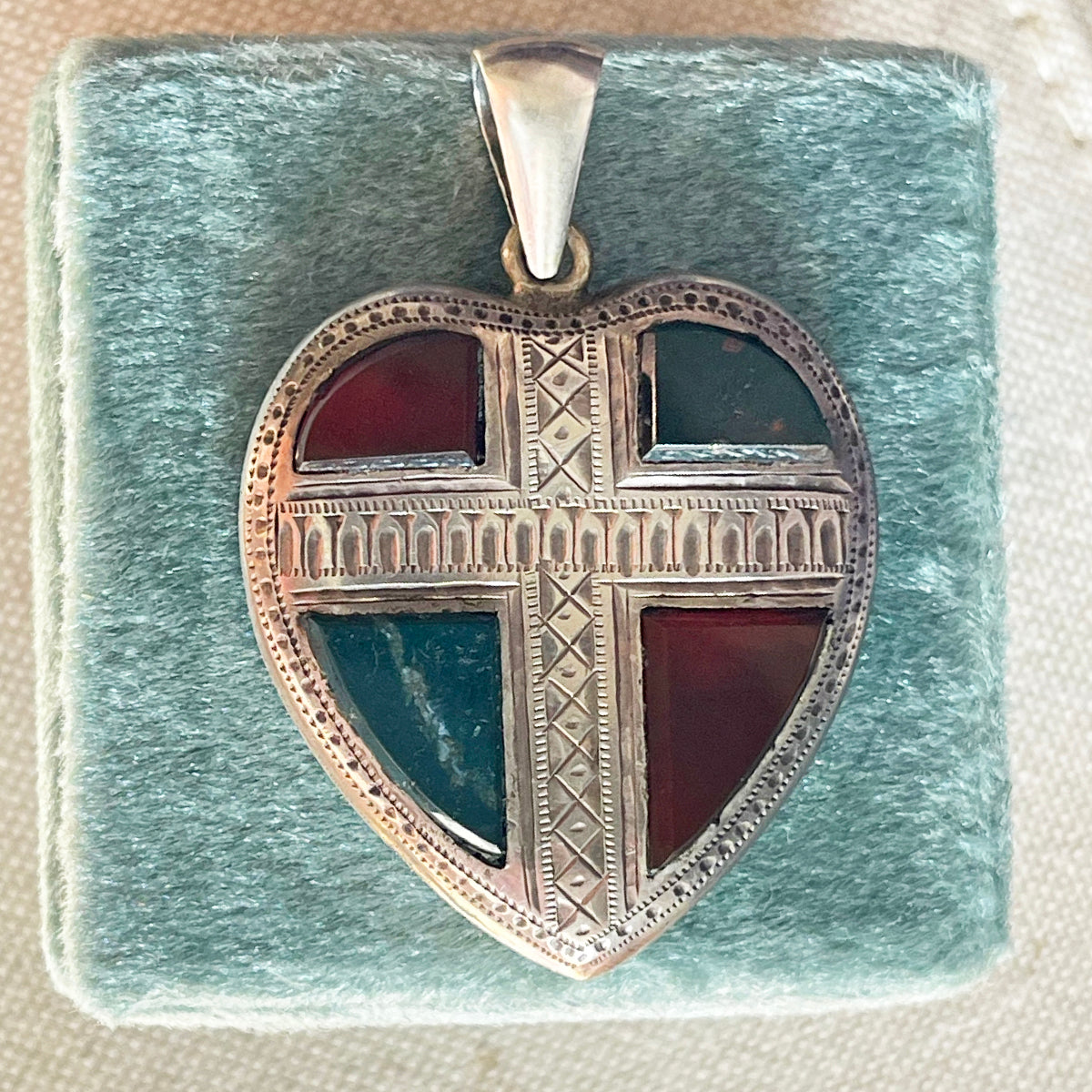 Victorian Scottish Sterling Silver Puffy Heart Pendant, c. 1880