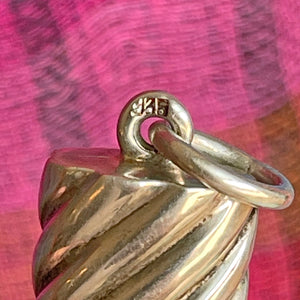 Victorian Sterling Silver Whistle Pendant, Swirl Design, c. 1890