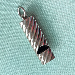 Victorian Sterling Silver Whistle Pendant, Swirl Design, c. 1890