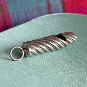 Victorian Sterling Silver Whistle Pendant, Swirl Design, c. 1890