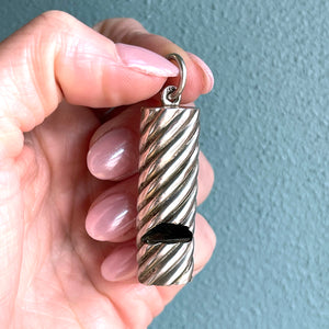 Victorian Sterling Silver Whistle Pendant, Swirl Design, c. 1890