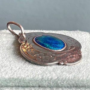 Murrle Bennett & Co. Arts and Crafts Enamel Pendant in Fine Silver, c. 1910