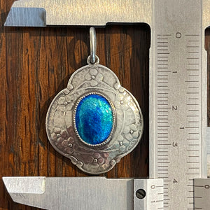 Murrle Bennett & Co. Arts and Crafts Enamel Pendant in Fine Silver, c. 1910