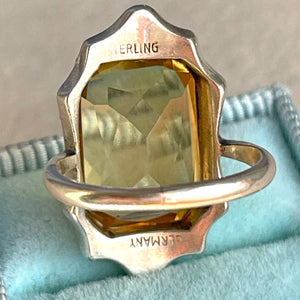 Art Deco Silver Citrine & Marcasite Ring