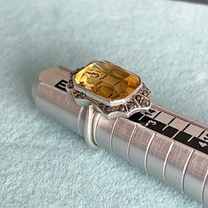 Art Deco Silver Citrine & Marcasite Ring