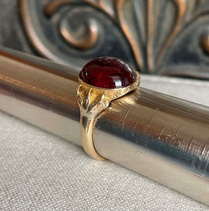 Victorian Large Gold Cabochon Garnet Ring