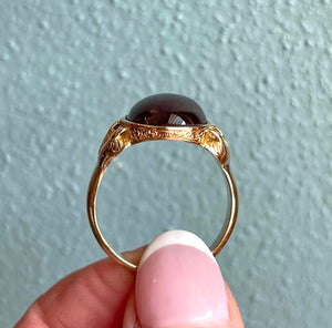 Victorian Large Gold Cabochon Garnet Ring