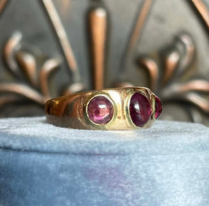 Stunning Victorian 3 Stone Garnet Ring 18k Gold