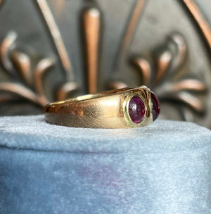 Stunning Victorian 3 Stone Garnet Ring 18k Gold