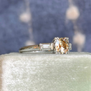 Vintage Platinum Fancy Brown Diamond Ring – Mid-Century Elegance