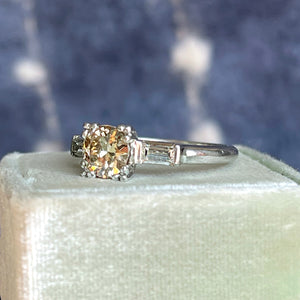 Vintage Platinum Fancy Brown Diamond Ring – Mid-Century Elegance