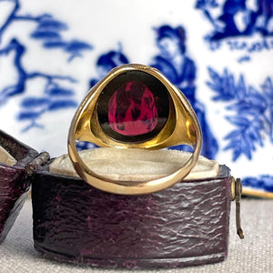 Victorian 18K Gold Cabochon Garnet Ring, Sheffield 1882