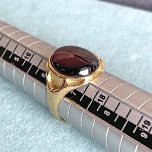 Victorian 18K Gold Cabochon Garnet Ring, Sheffield 1882