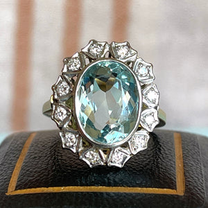 Aquamarine and Diamond Cocktail Ring in 18k Gold